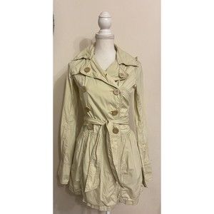 Free People Vintage Lightweight Trench Coat Jacket Beige Packable Size 0 XS